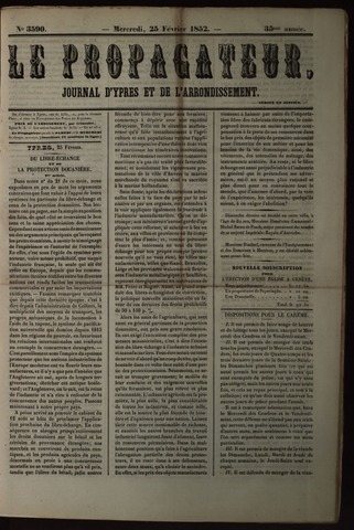Le Propagateur (1818-1871) 1852-02-25