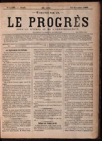 Le Progrès (1841-1914) 1885-11-12