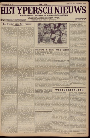 Het Ypersch nieuws (1929-1971) 1950-08-26