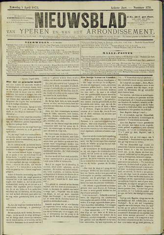 Nieuwsblad van Yperen en van het Arrondissement (1872 - 1912) 1873-04-05