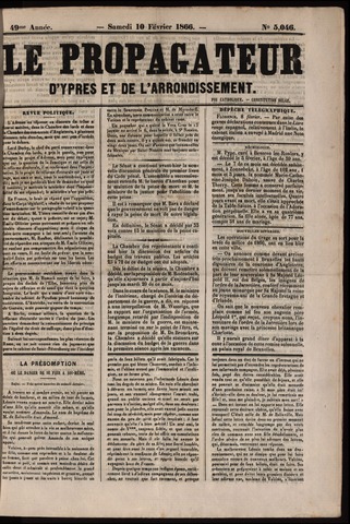 Le Propagateur (1818-1871) 1866-02-10