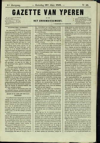Gazette van Yperen (1857-1862) 1858-06-19