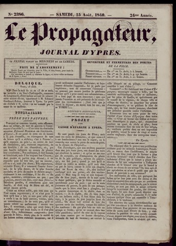 Le Propagateur (1818-1871) 1840-08-15
