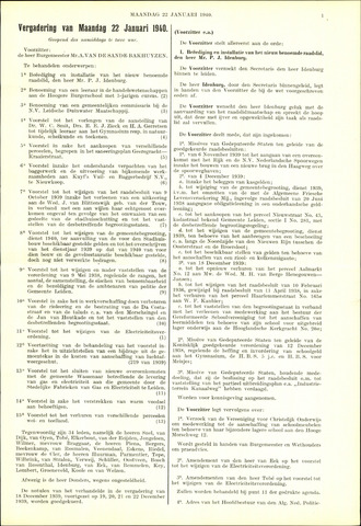 Handelingen van de Raad 1940-01-22