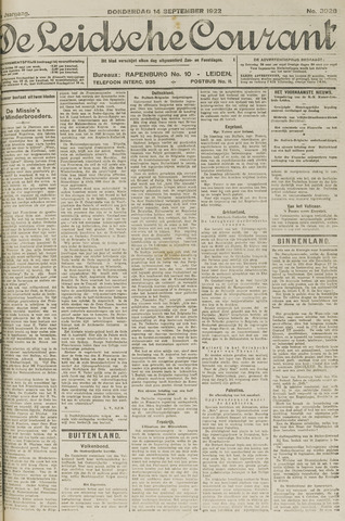 Leidsche Courant 1922-09-14