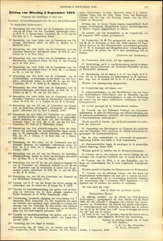 Handelingen van de Raad 1916-09-05