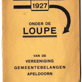 Begrooting 1927 onder de loupe : van de Vereeniging Gemeentebelangen Apeldoorn