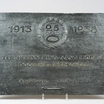 koperen herinneringsbord NEDCOS t.g.v. 25-jarig Jubileum, 1938
