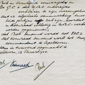 brief betreffende samenwerkend verzet in oorlogstijd, 13 maart 1945