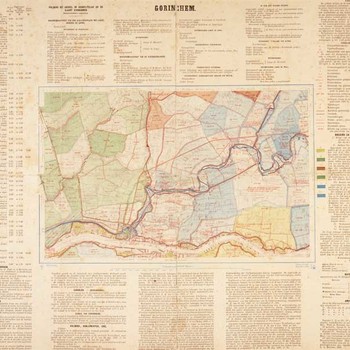 Lithografie, voorstellende een kaart van een gedeelte van de Tielerwaard, vervaardigd door Top Inrigting, 1882