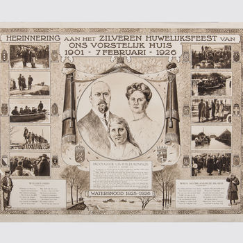Herinneringsprent ter gelegenheid van het zilveren huwelijksfeest van Koningin Wilhelmina en Prins Hendrik, 1926