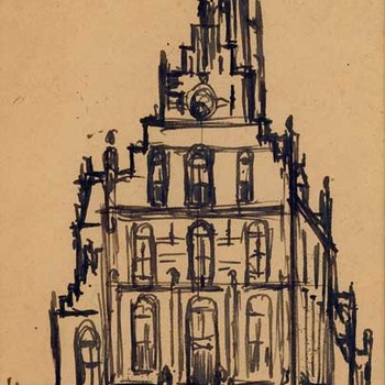 Tekening, voorstellende het stadhuis te Culemborg, vervaardigd door Jan van Anrooy te Rumpt