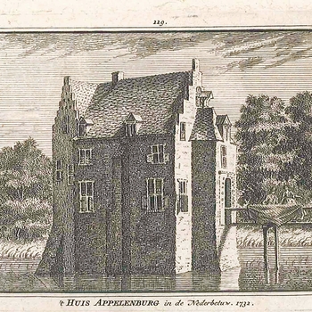 Kopergravure, voorstellende Huis Appelenburg in de Neder-Betuwe, vervaardigd door Cornelis Pronk te Amsterdam, 1732