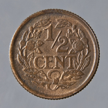 Munt van koper, 1/2 cent 1940
