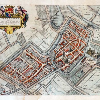 Plattegrond van Culemborg, vervaardigd door Johannes Blaeu, ca. 1650