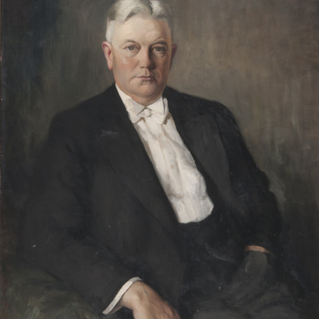 Schilderij, olieverf op linnen, voorstellende een portret G.J.Peters, vervaardigd door H.C. van Mourik te Tiel, 1939,  werktitel