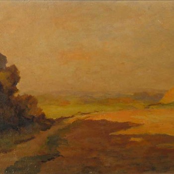Schilderij, olieverf op doek, voorstellende  een landschap in de stijl van Barbison, vervaardigd door H.C. van Mourik te Tiel, 1900-1940,  werktitel