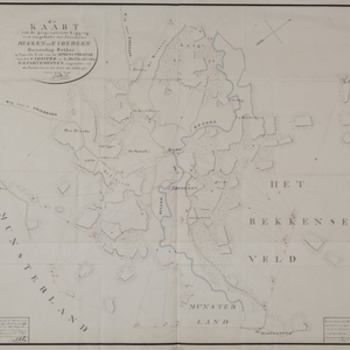 Kaart van de geographische ligging van een gedeelte der jurisdictie Rekken en Eibergen, buurschap Rekken op speciale last van de administratie van het Cadaster ...