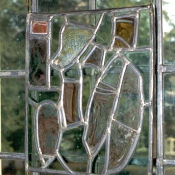 Glasschildering " Mannenhoofd met baard" glas in lood
