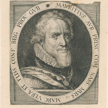Portret "Maurits prins van Oranje" op papier, door een onbekend meester