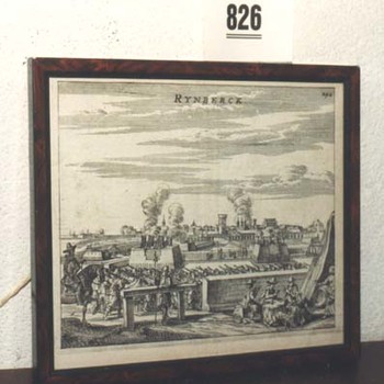 Gravure  "Belegering van Rijnberg" op papier