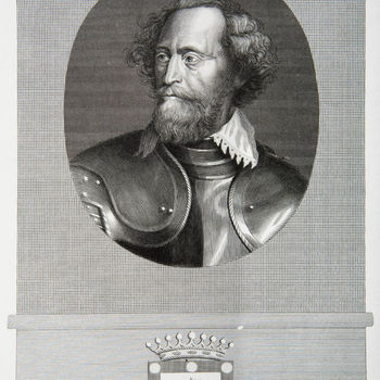 Portret "Hendrik van den Bergh" op papier naar een gravure van J.F.C. Reckleben, circa 1850