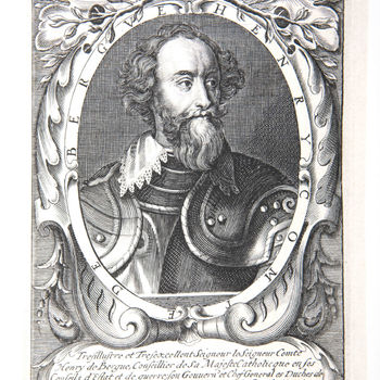 Portret "Hendrik van den Bergh" op papier naar Antonie van Dijck, circa 1625