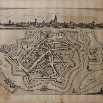 Topografische prent "De stad Doesburg" op papier