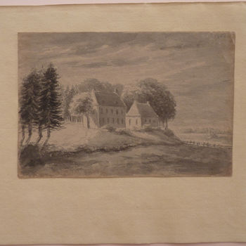 Gravure "Huis Ulft bij Gendringen gezien vanuit het Noordoosten" op papier door J.M. Engelberts, 1827
