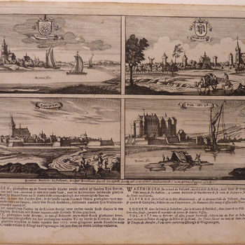 Boekillustratie "Gezichten op Wageningen, Elburg, Lochem en Tolhuis" op papier, door Joannes Peeters