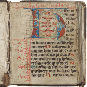 Getijdenboek "Horarium in de vertaling van Geert Groote" handschrift op perkament, 1465