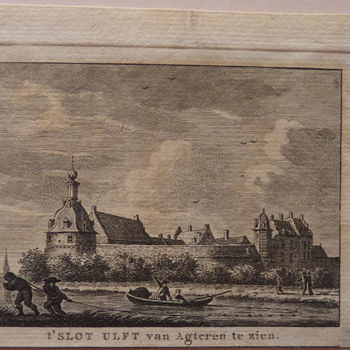 Boekillustratie " 't Slot Ulft van agteren te zien" op papier naar een gravure van K.F. Bendorp, 1786