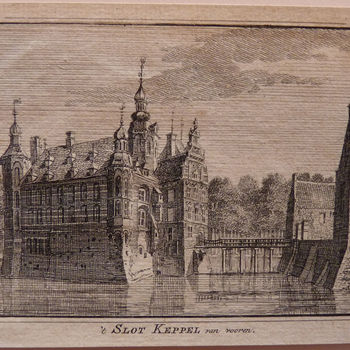 Boekillustratie " 't Slot Keppel van vooren" op papier, 1743