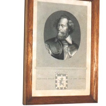 Portret "Hendrik van den Bergh" op papier naar een gravure van J.F.C. Reckleben, circa 1850