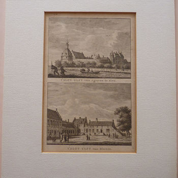 Gravure "'t SLOT ULFT van agteren te zien" op papier gedrukt, naar een tekening van J. Bulthuis, door K.F. Bendorp, 1786 -1792