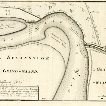 Rivierkaart van papier van de Bijlandsche Grind-Waard 1766