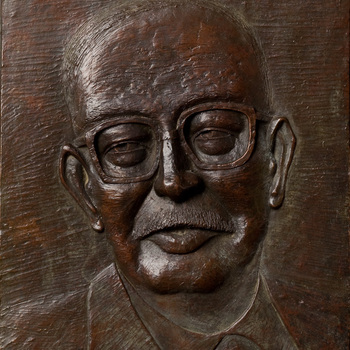 Reliëf van 'H. Visscher'  van brons door L.van Opheusden, 1987
