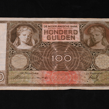 Papiergeld 'Bankbiljet van 100 gulden' papier circa 1940