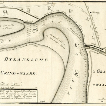 Rivierkaart van papier van de Bijlandsche Grind-Waard 1766