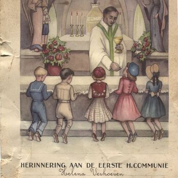 Prent ter herinnering aan de Eerste Heilige Communie 1953