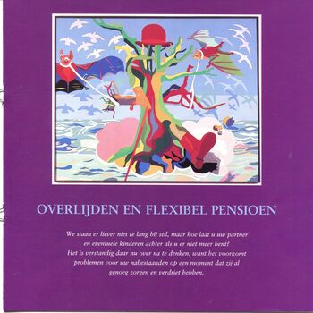 Brochure 'Overlijden en flexibel pensioen' op papier van de Stichting Pensioenfonds British American Tobacco in Amsterdam juni 2003