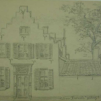 Tekening van papier voorstellende huis Frowein  te Zevenaar  door G.B.F. Jansen circa 1900