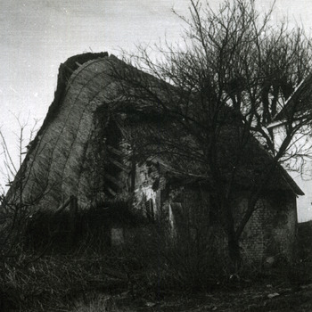 Zwart-wit foto van het huis van de familie Rietbergen aan de Herwensedijk in Herwen 1974