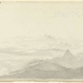 Gezicht vanaf de Tweede berg van Ternate (Molukken - Tidore) over Tidore, Gilolo, (.. en andere plekken)