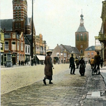 Ansichtkaart, voorstellende de Markt te Culemborg, 1912-1930