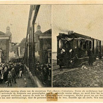 Foto, voorstellende de opening van de stoomtram te Buren en Tiel 1906