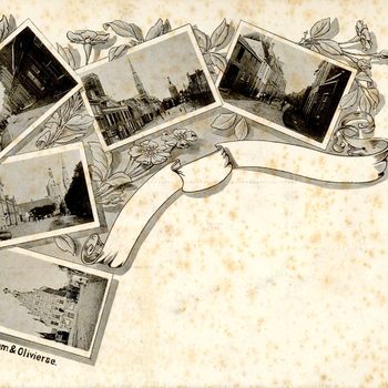 Ansichtkaart, voorstellende stadsgezichten Culemborg, eind 19e eeuw