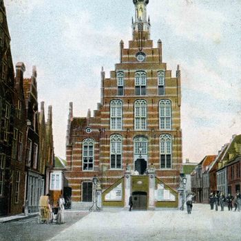 Ansichtkaart, voorstellende het stadhuis te Culemborg, 1912 -1923