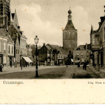 Ansichtkaart, voorstellende de Markt te Culemborg, 1900-1907