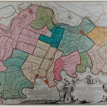 gravure voorstellende kaart van de graafschappen Buren en Culemborg, Mr. Jacob Perrenot, 1761
